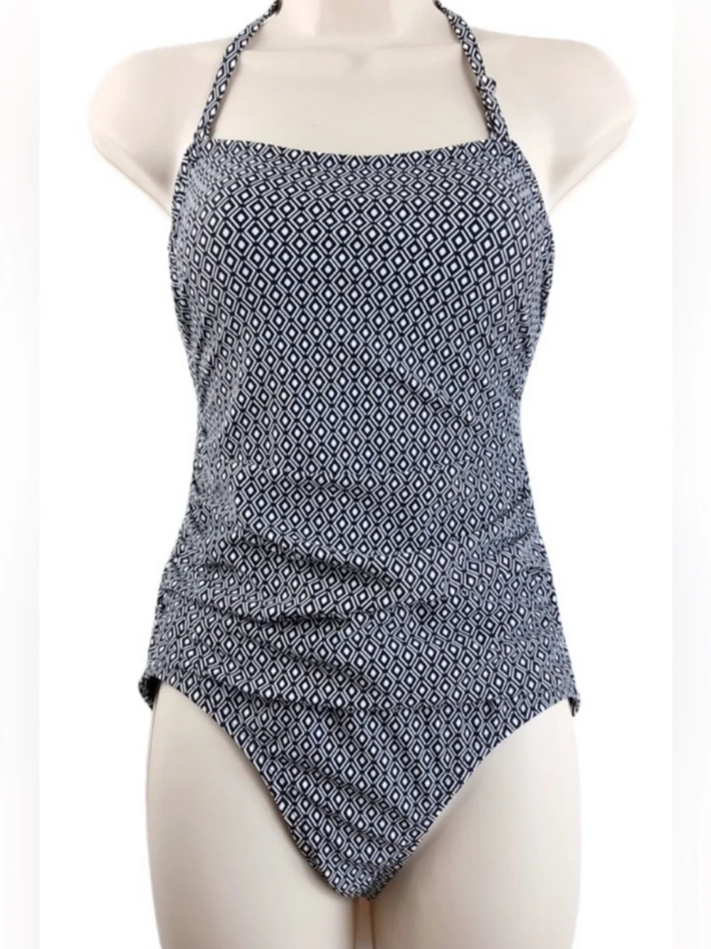 DNKY Black & White Strapless / Removable Straps One-Piece Swimsuit (L) New - Picture 6 of 13